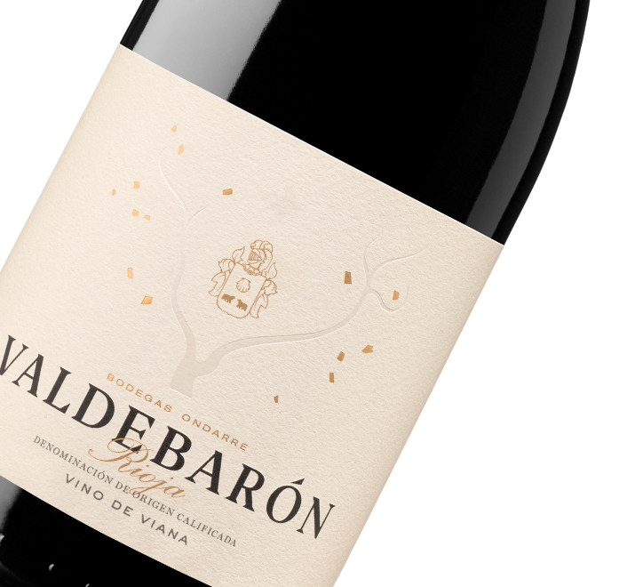 Etiqueta de la botella de Valdebarón Tinto de Bodegas Ondarre