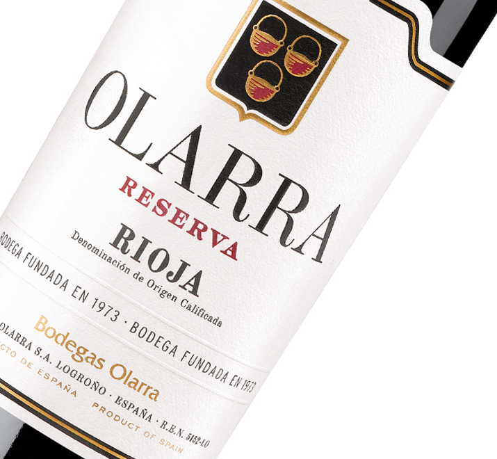 Etiqueta del vino Reserva Olarra 2015