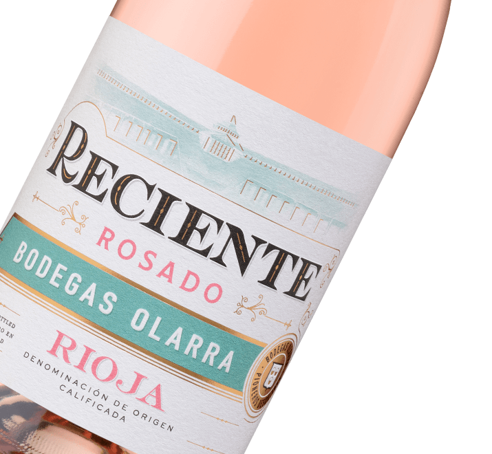 Etiqueta del vino rosado de Rioja Reciente rosado de Bodegas Olarra