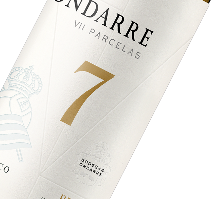 Etiqueta del Vino 7 Parcelas Blanco ed Real Sociedad de Bodegas Ondarre